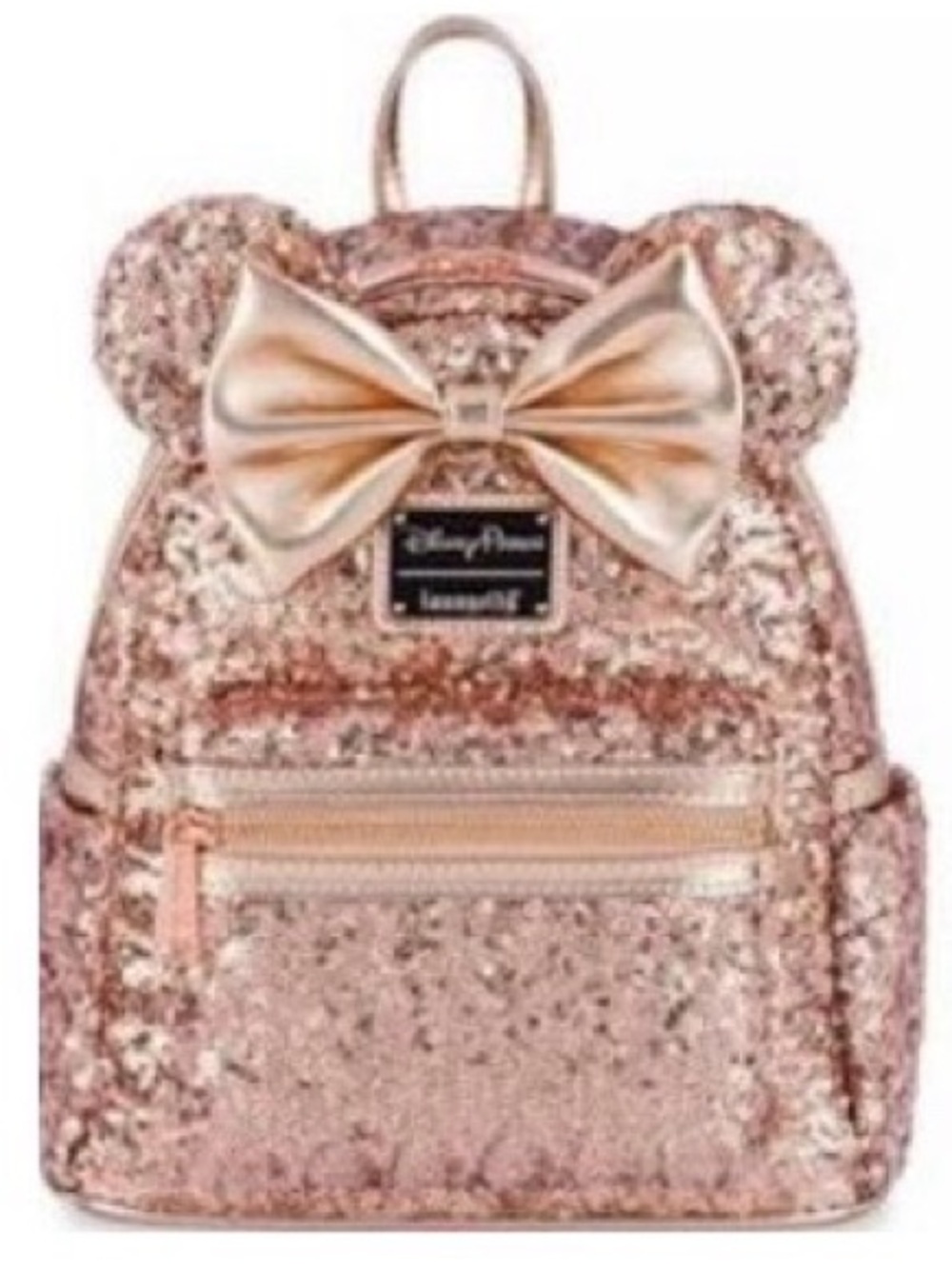 Loungefly X Disney Parks Sequin Bow Mini Backpack - Rose Gold Like New cond.